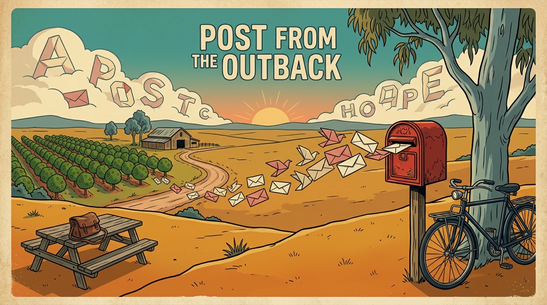 A traveller posting letters from the outback.