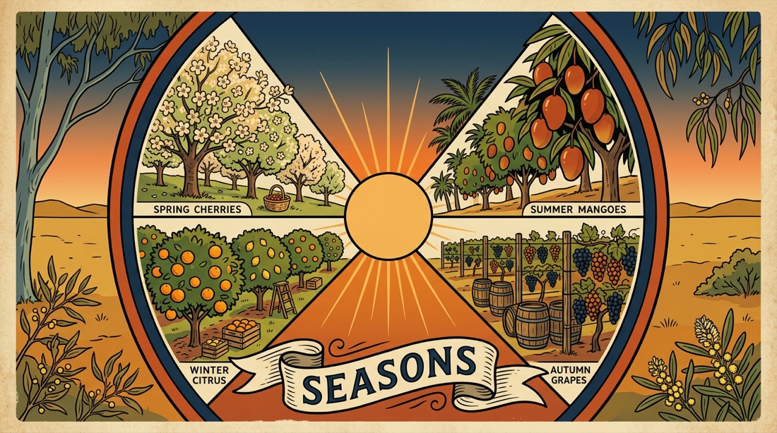 A poster showing the four Australian harvest seasons.